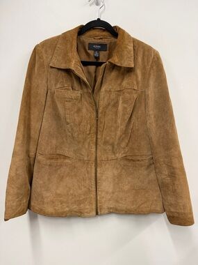 Alfani Women's Suede Zip-Front Jacket in Tan Brown